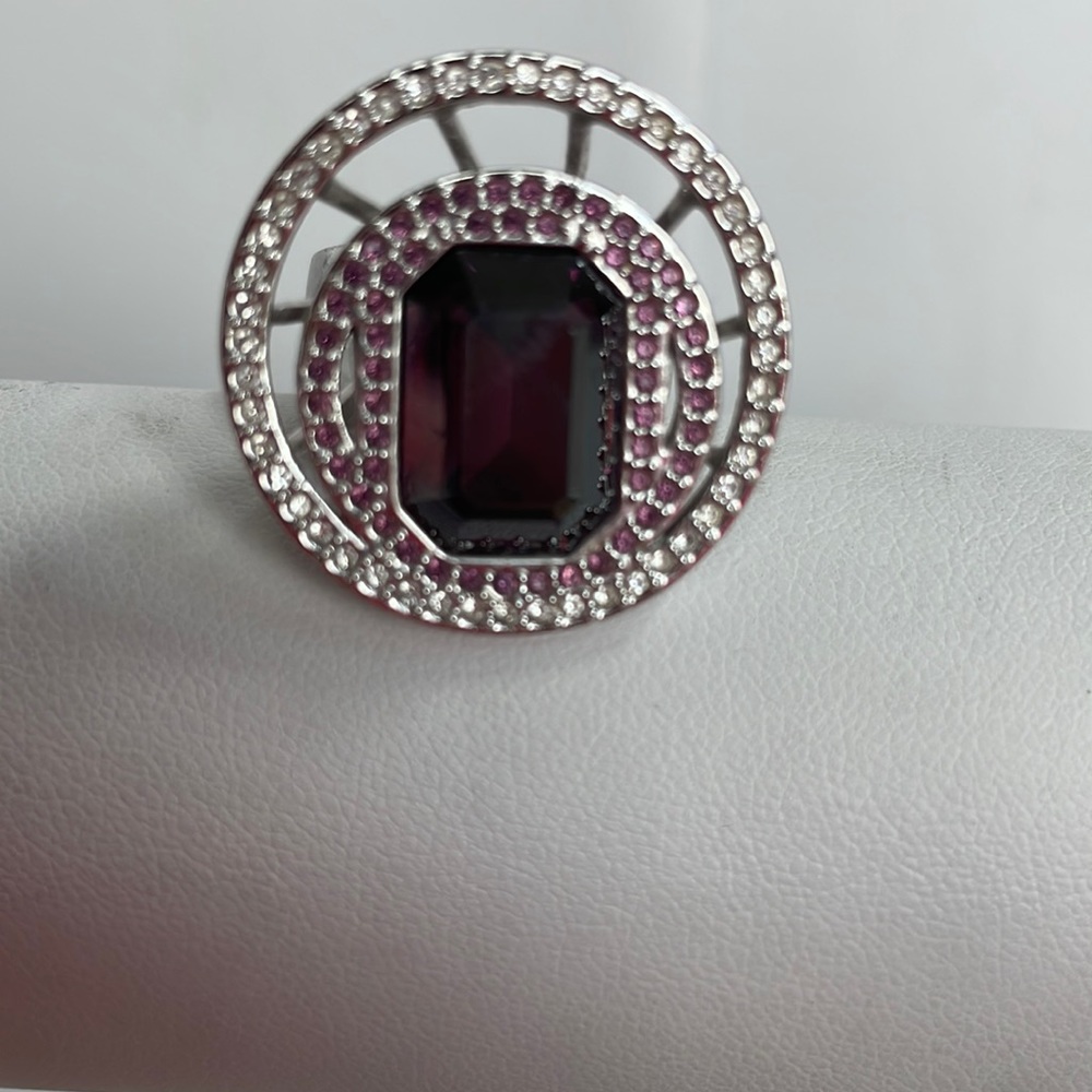 Swarovski Purple and Clear Crystal Statement Ring